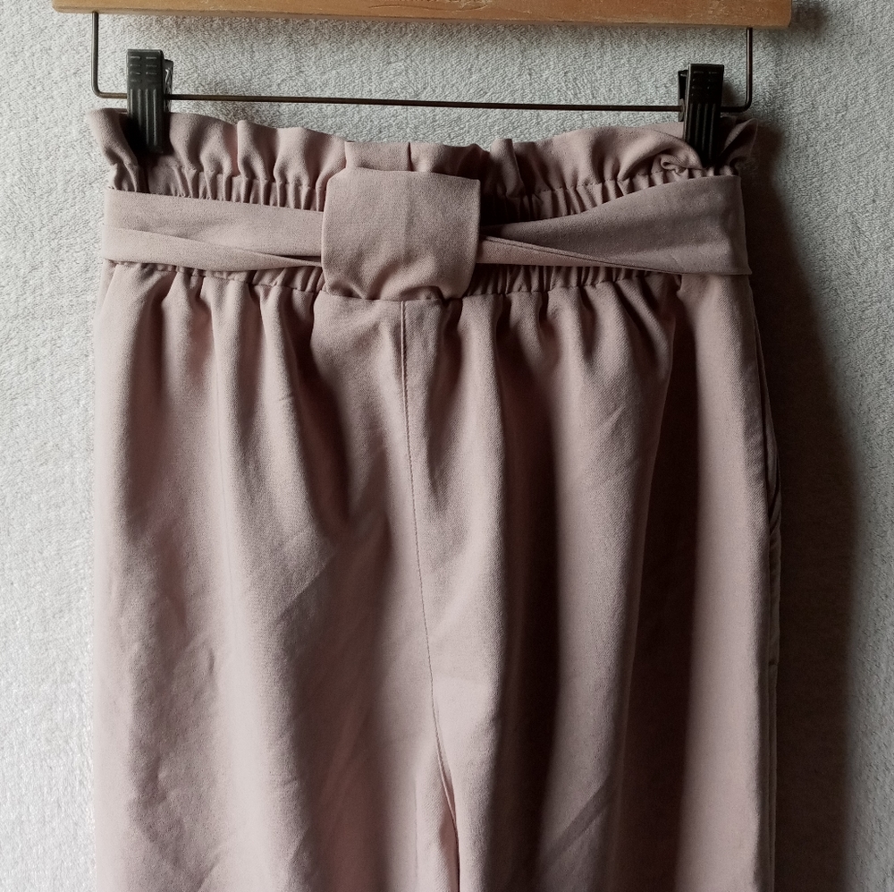 X --High Waist Paper Bag Cropped Pants Grace Karin - Picture 8 of 9